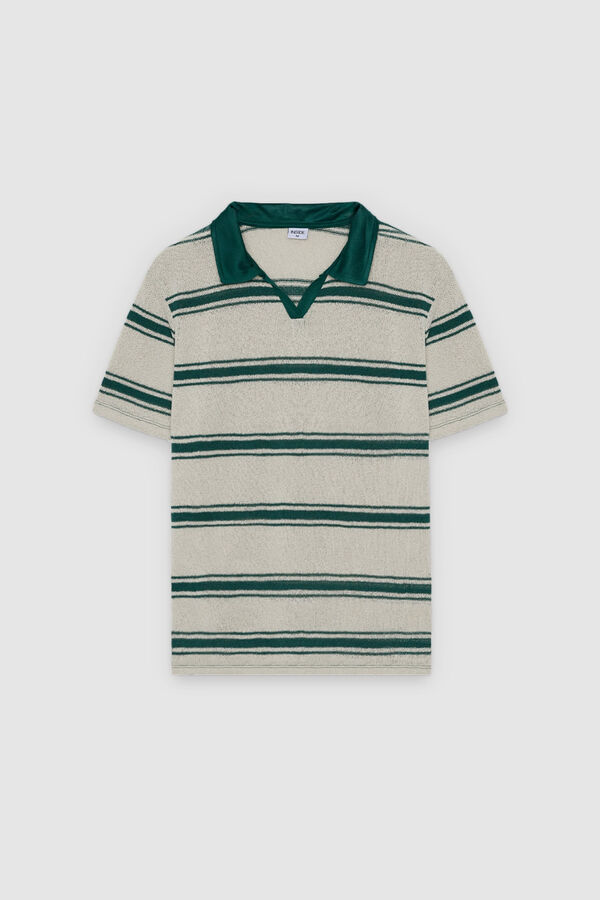 Inside Striped short sleeve polo shirt green
