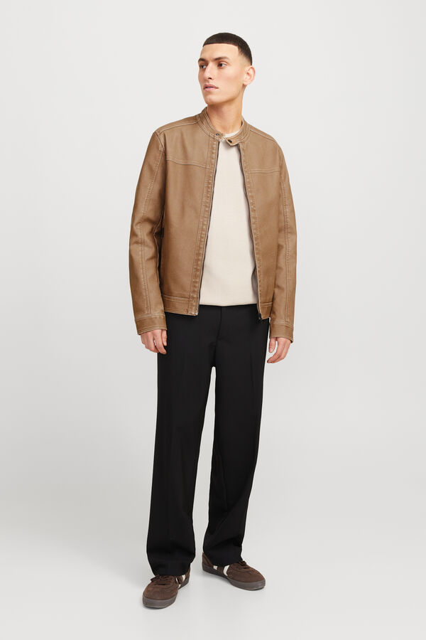 Jack & Jones Cazadora efecto piel beige