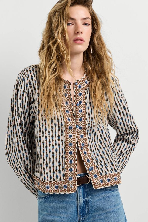 Pepe Jeans Embroidered combined jacket beige