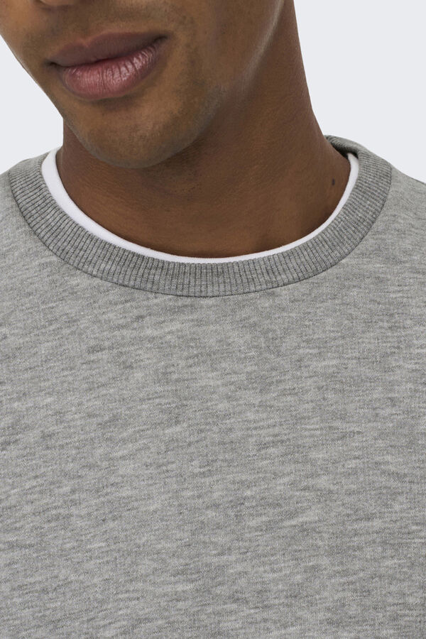 Springfield Sweatshirt mit Rundhalsausschnitt grau
