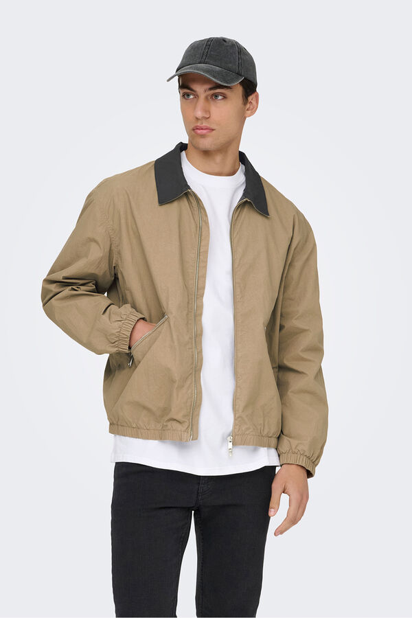 Only & Sons Chaqueta con pu&ntilde;os el&aacute;sticos tostado