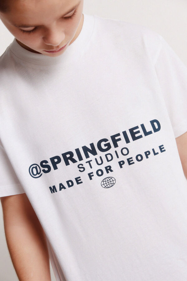 Springfield Kids Dečija majica sa kratkim rukavima &scaron;irokog kroja Bela
