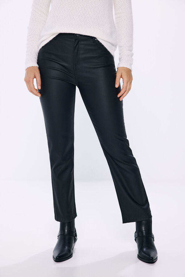 Springfield Waxed kick flare pants black