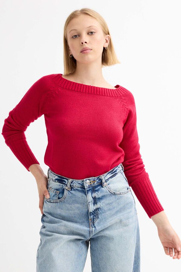 Inside Camisola slim gola redonda vermelho