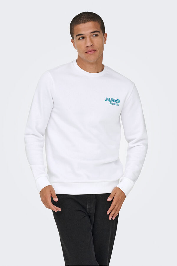 Only & Sons Sweatshirt mit Rundhalsausschnitt Wei&szlig;