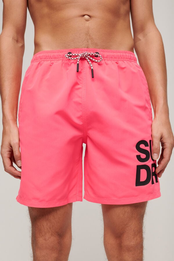 Springfield Bañador Sportswear de 43,2 cm con logo en material reciclado rosa