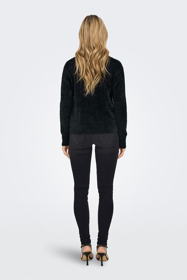 Only Pullover mit Pelzeffekt Schwarz