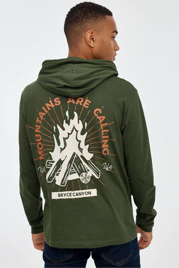 Inside T-shirt com capuz estampado verde