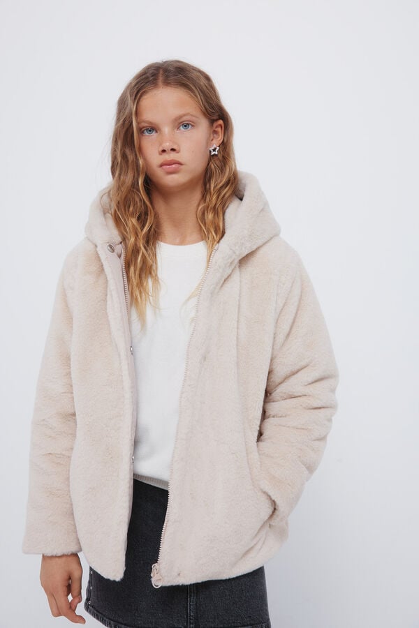 Springfield Kids Devojački krzneni kaput Bež