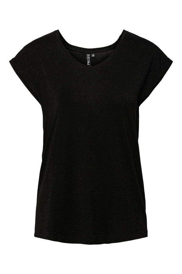 Springfield Essential lurex short-sleeved T-shirt black
