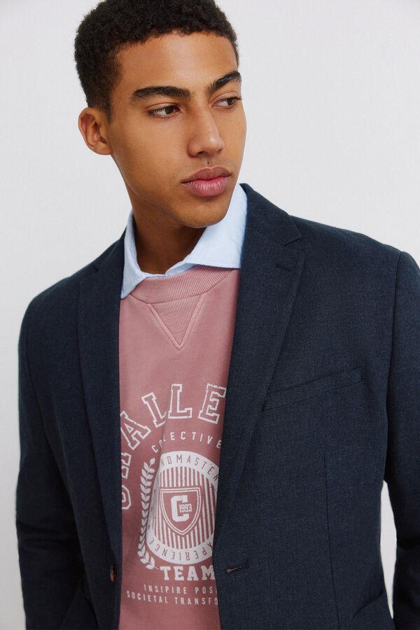 Springfield Blazer lino algod&oacute;n azul