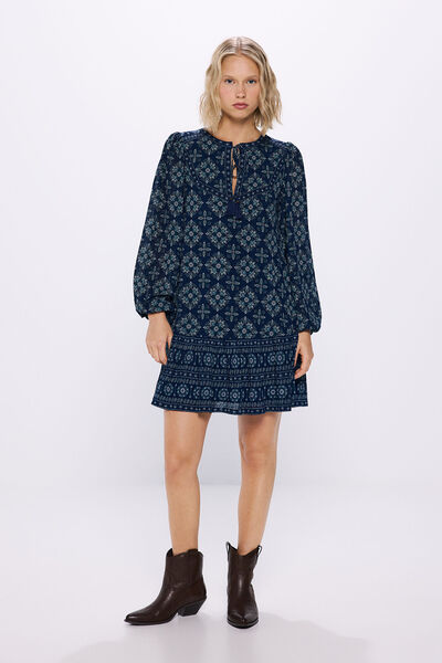 Springfield Short print tunic dress bluish