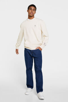 Springfield Crew neck sweatshirt with pouch pocket. natural