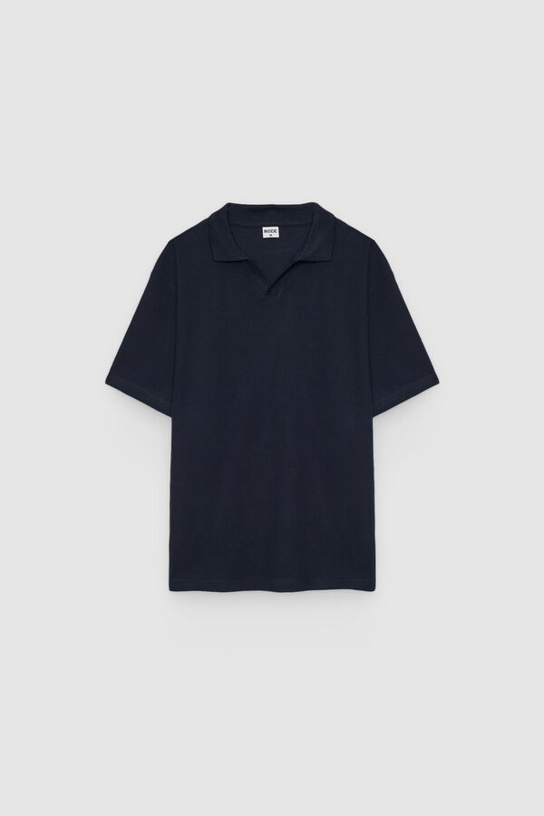 Inside Plain short sleeve polo shirt blue
