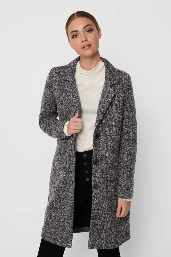 Springfield Woolen cloth coat with lapel collar gray