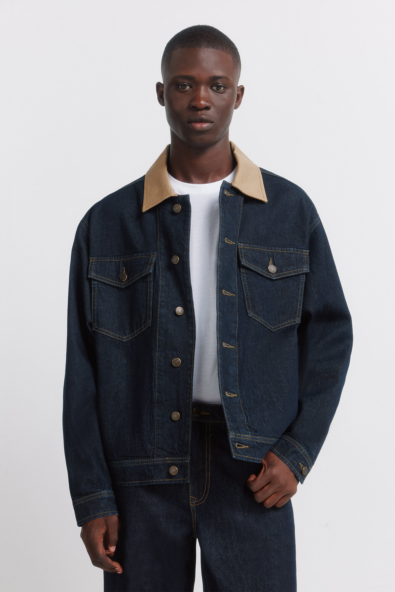 Springfield Oversize-Jeansjacke mit Ausschnitt