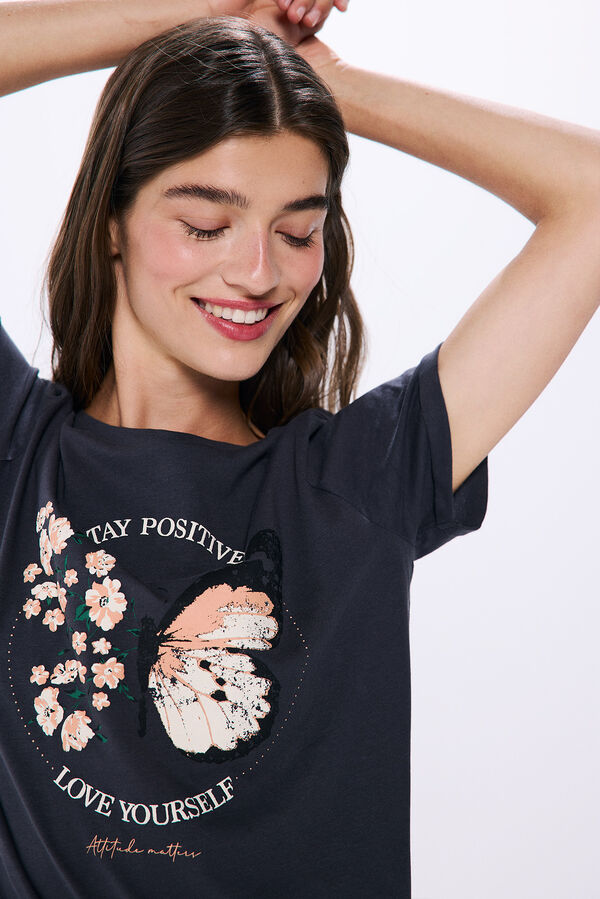 Springfield "Stay positive" T-shirt yellow