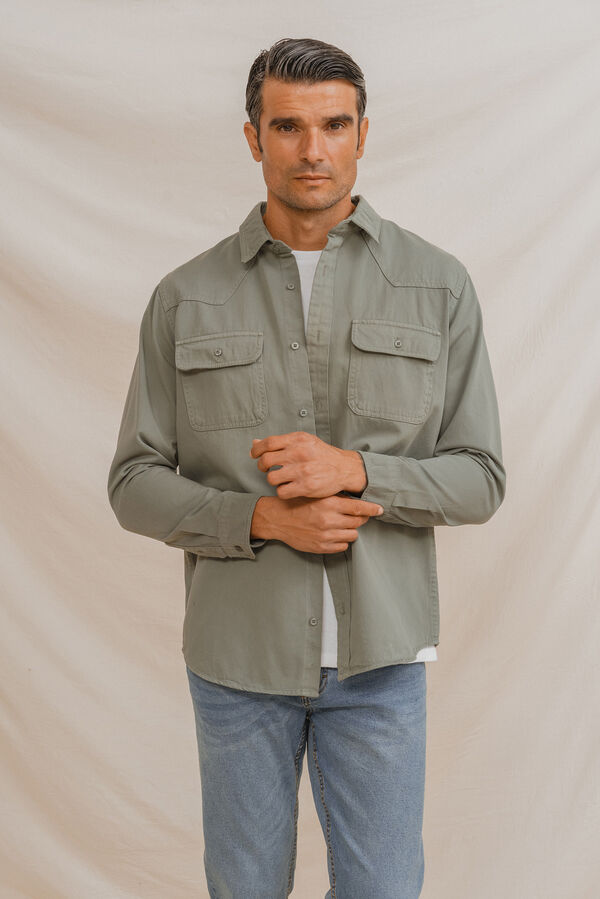 Celopman Baumwoll-Overshirt Gr&uuml;n