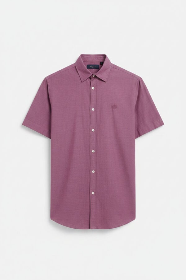 Springfield Two-tone structured short sleeve shirt red