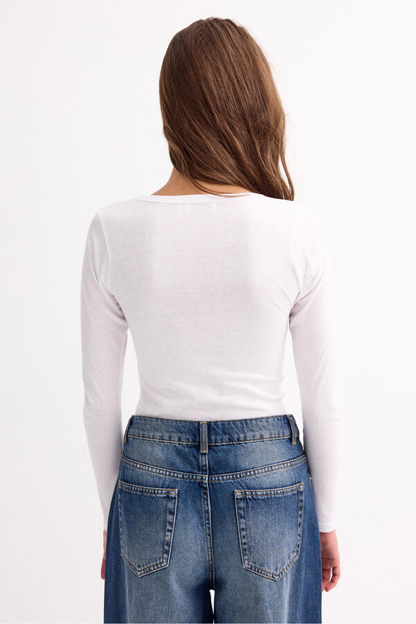 Inside T-shirt com gola padeiro branco