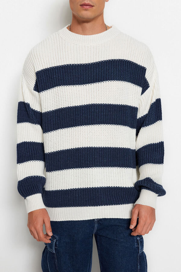 Trendyol Jersey de punto de rayas azul