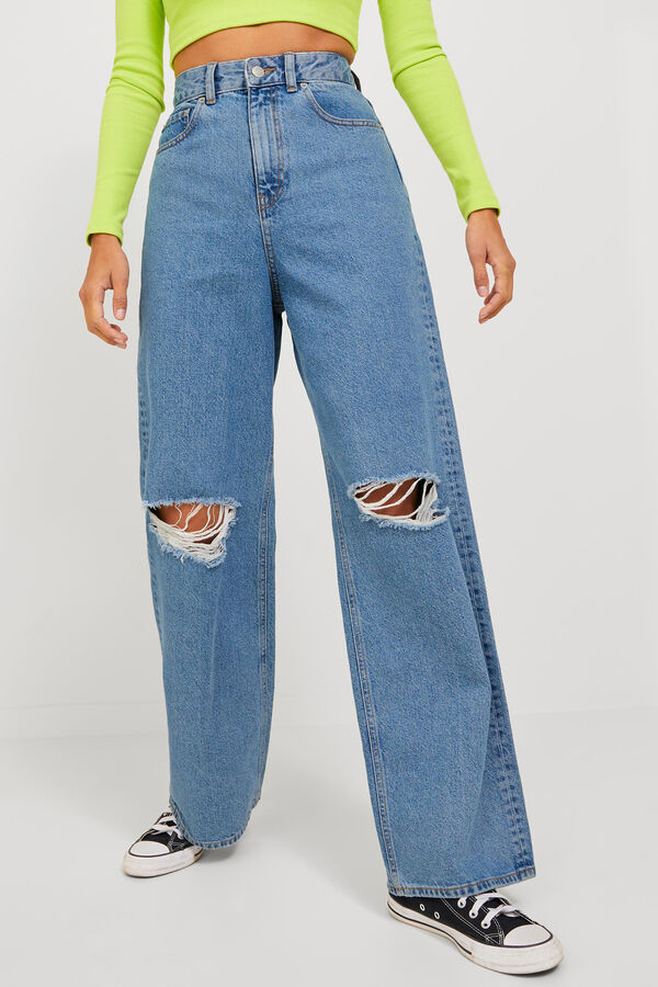 Jeans wideleg com rotos, Calças de ganga para Mulher