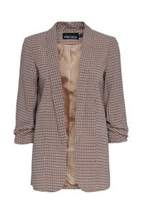 Pieces Blazer estampado floral com manga tr&ecirc;s quartos