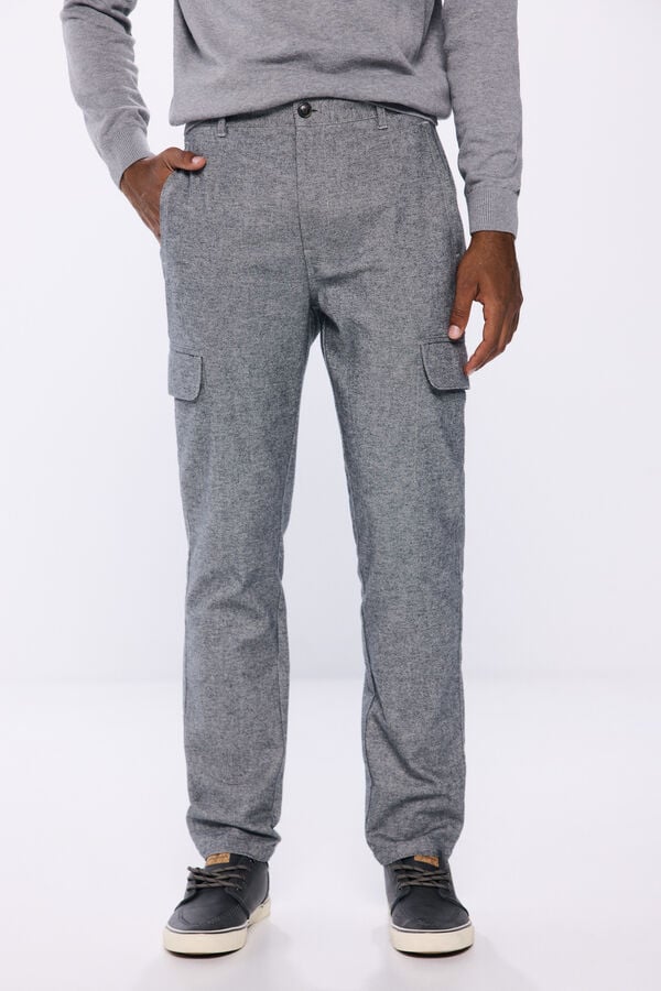 Springfield Pantalon cargo confort mélangé coupe slim gris