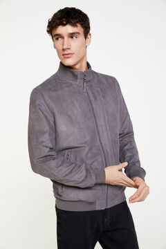 Springfield Reversible faux suede jacket grey mix