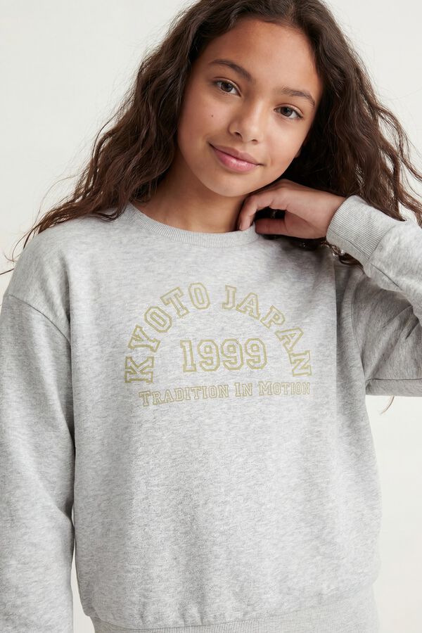 Jack & Jones Girl Print round neck sweatshirt grey