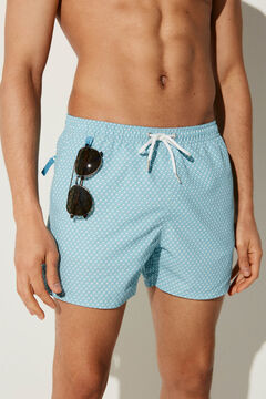 Springfield Micro-print swim shorts zipped pocket navy mix