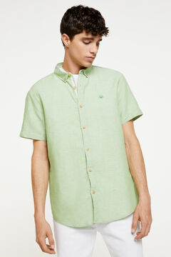 Springfield Short-sleeved linen shirt green