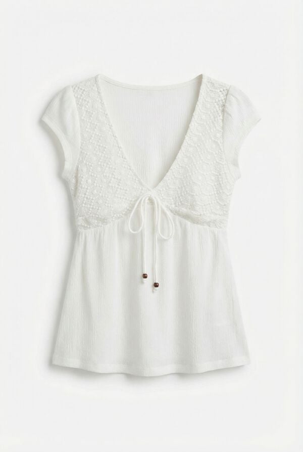 Springfield T-shirt de manga curta com la&ccedil;o bege