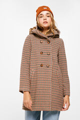 Springfield Checked wool coat with hood tan