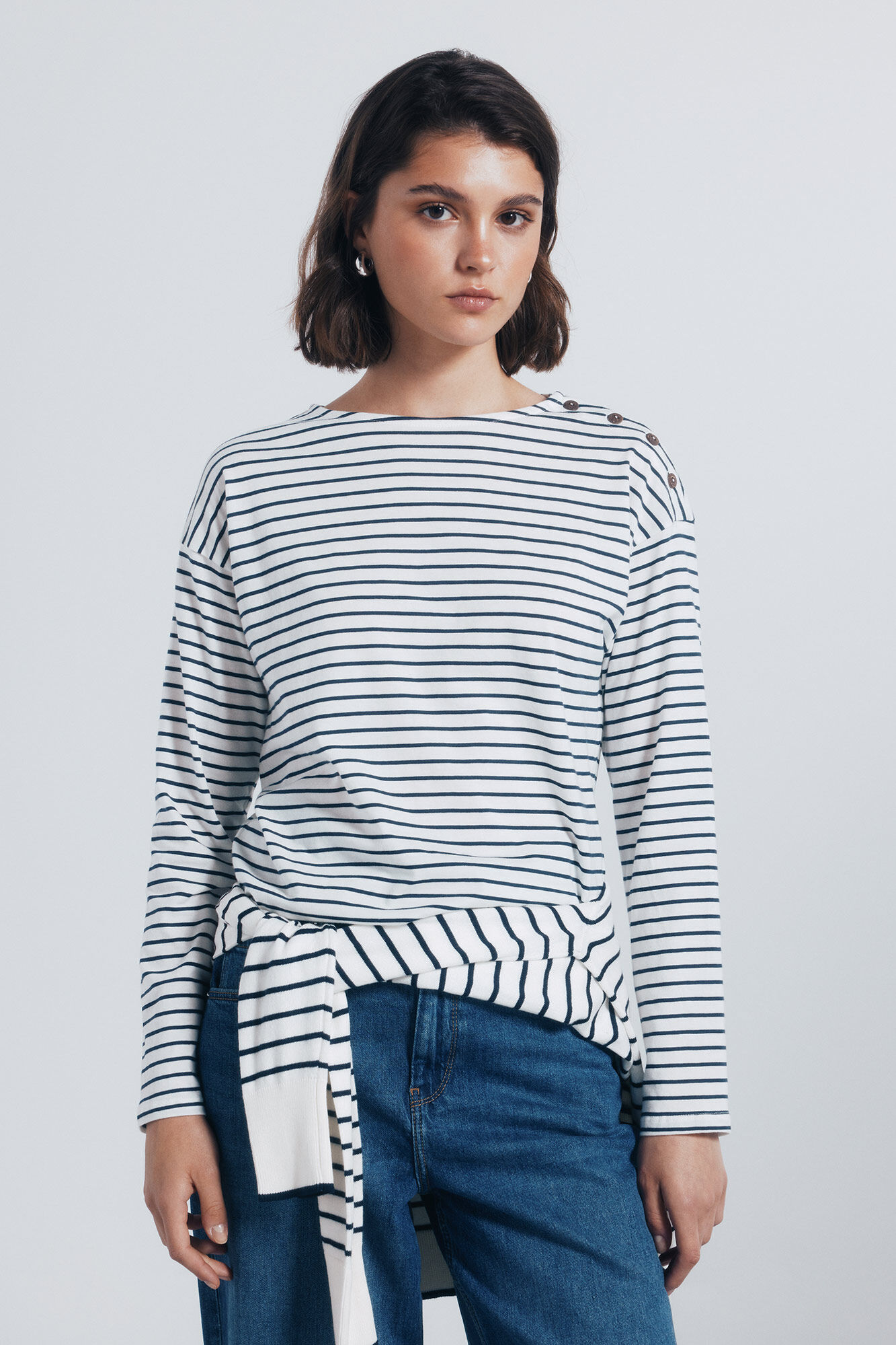 Springfield striped buttons -down shoulder shirt