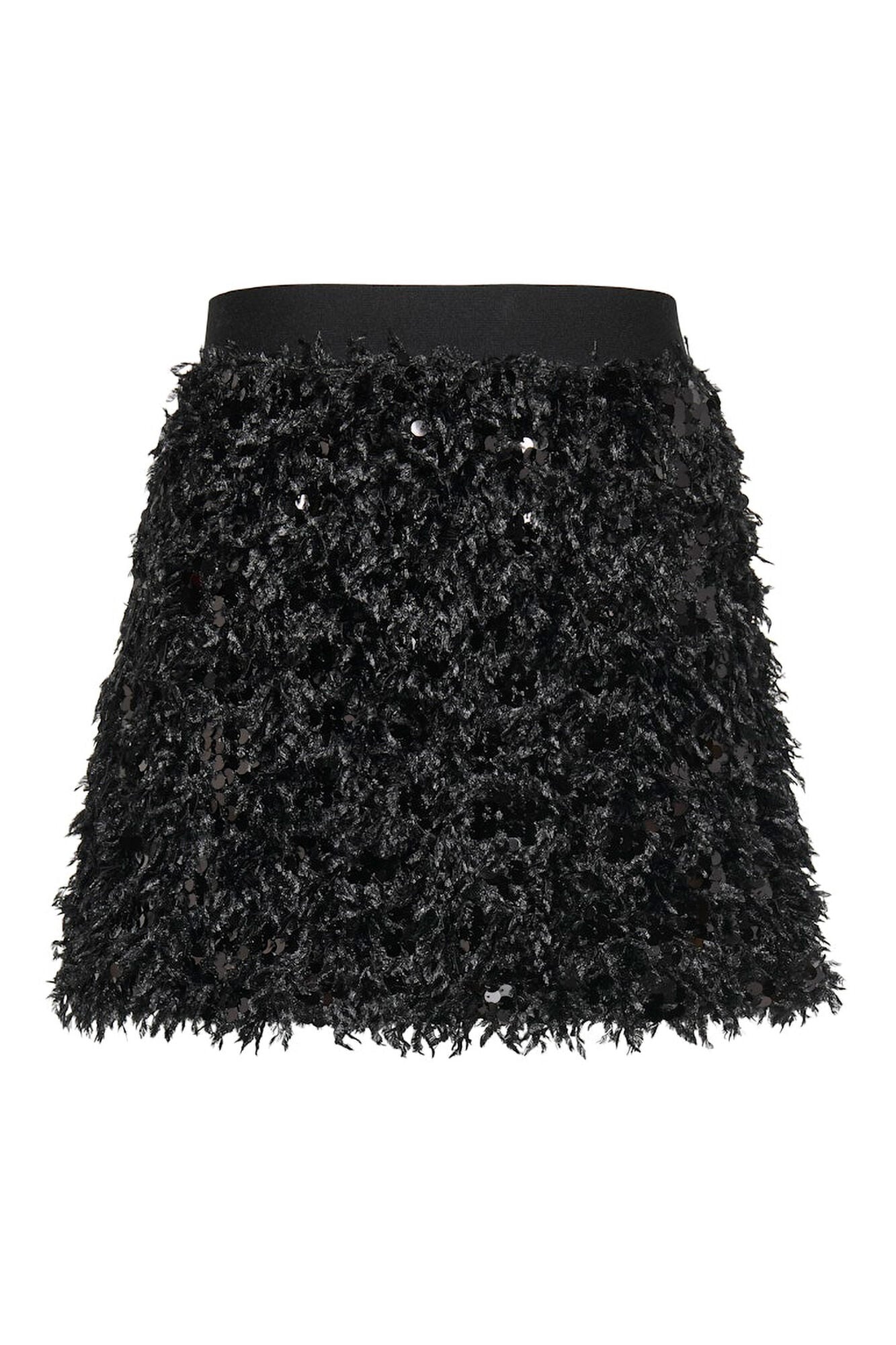 Only Falda corta de plumas y lentejuelas