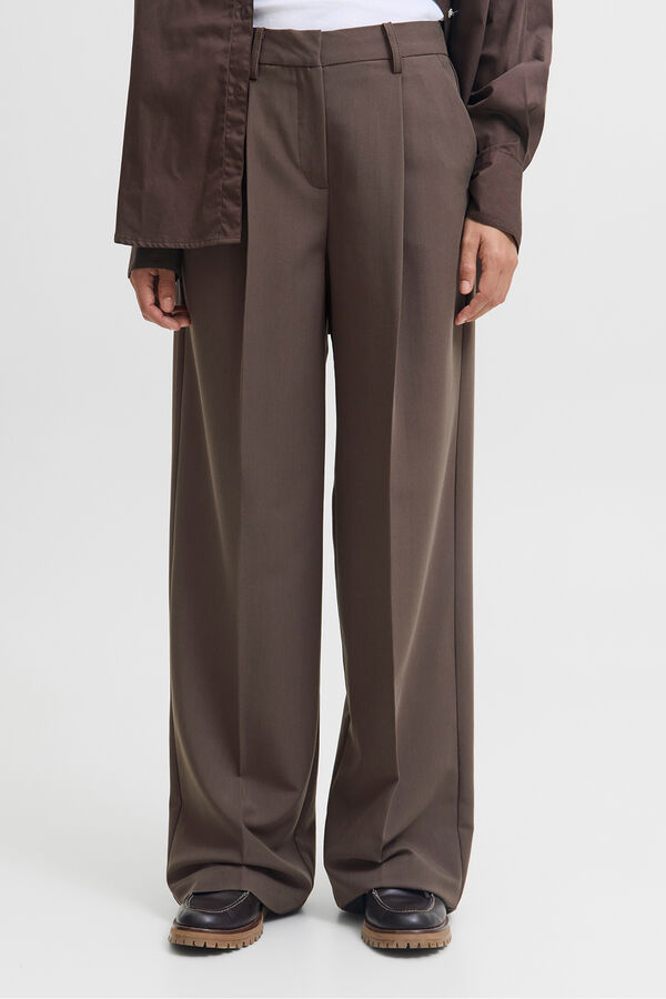 Jack & Jones Cal&ccedil;as largas com pregas castanho