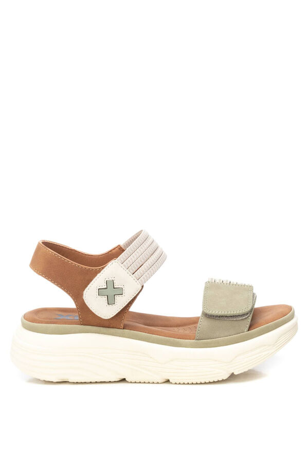 XTI Elastic strap velcro sandal beige