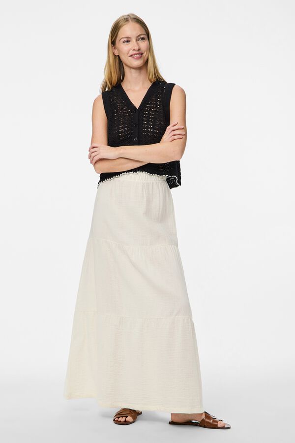 Pieces Cotton long skirt white