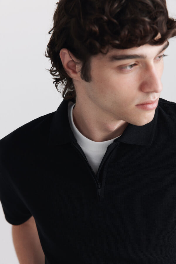 Springfield Zip fastening structure polo shirt black