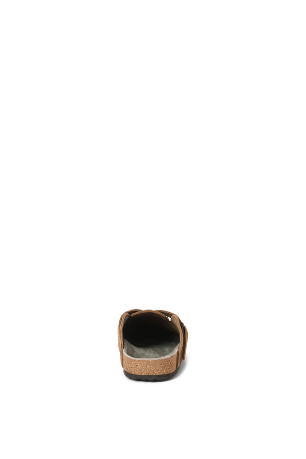 Jack & Jones Split leather buckle clogs nude