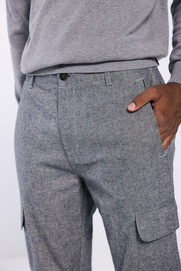 Springfield Pantalon cargo confort mélangé coupe slim gris