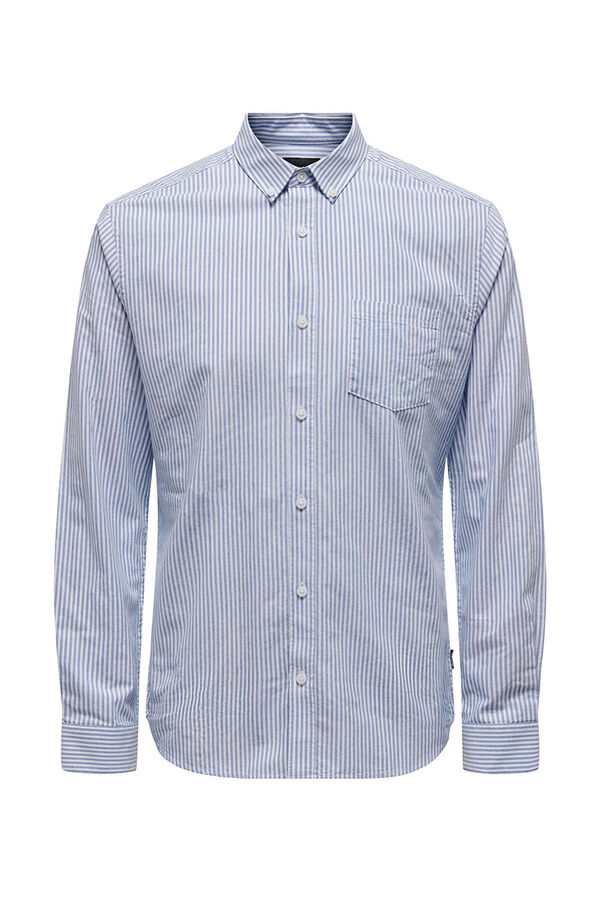 Springfield Long-sleeved striped Oxford shirt blue mix