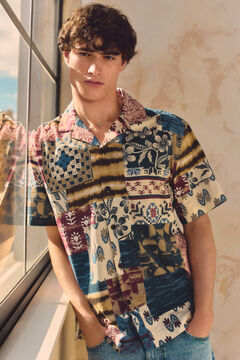 Springfield Camisa manga corta estampado patchwork