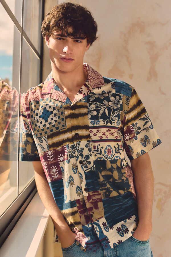 Springfield Ko&scaron;ulja kratkih rukava sa patchwork printom Ljubičasta