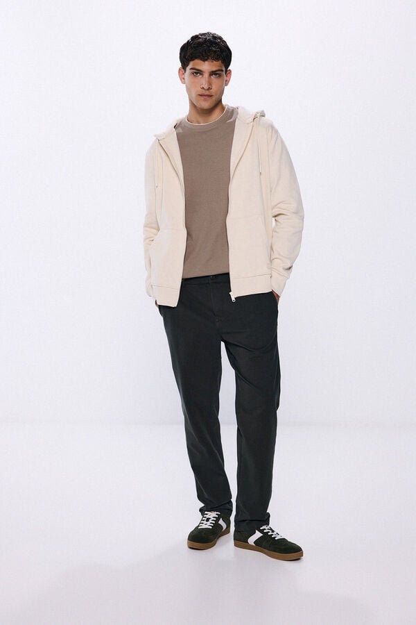 Springfield Essential zip-up hoodie natural