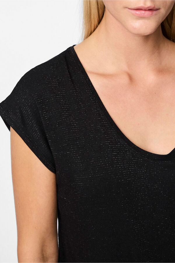 Pieces Lurex V T-shirt black