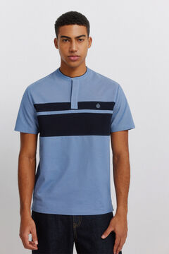 Springfield Colour block piqu&eacute; Henley polo shirt slim fit