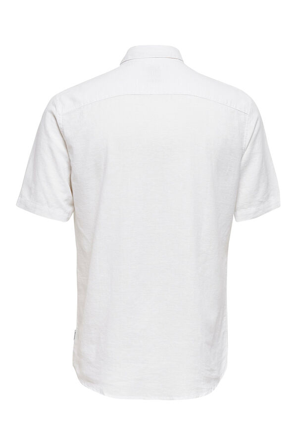 Springfield Kurzärmeliges Hemd Leinen blanco