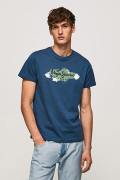 Springfield T-shirt homem de manga curta com logo fantasia. marinho